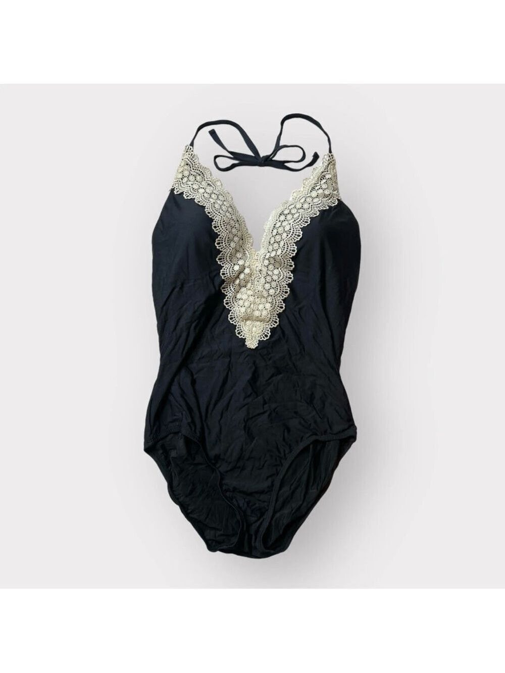 P191 Floral Lace Black NEW OOAK Womens Medium One-Piece Swimsuit Gothic Auction